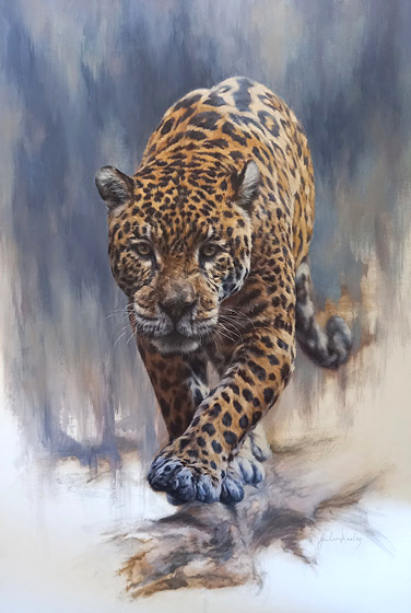 Jules Kesby fine art african animals art, Jaguar, oil on canvas